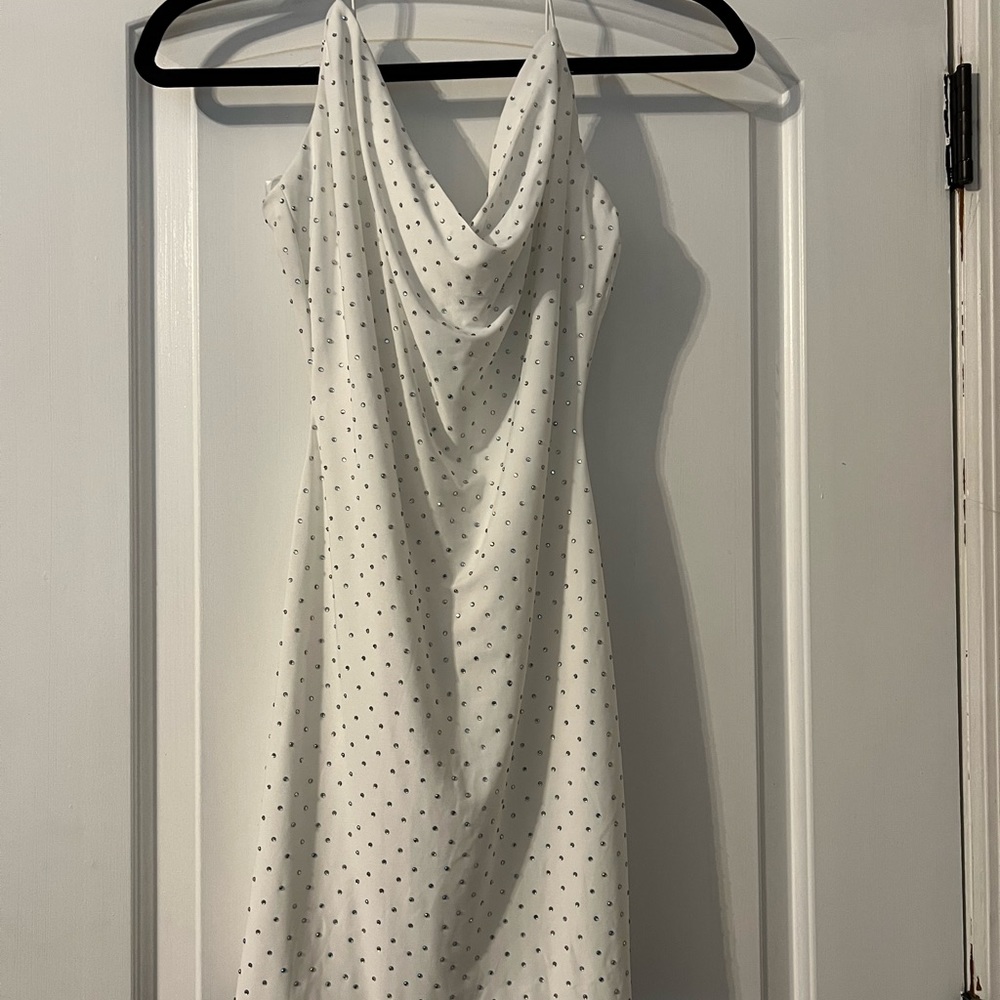 White sequin tight cocktail dress